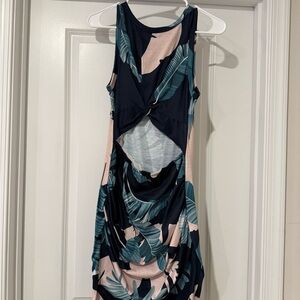 Tropical Print Sleeveless Dress